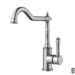 Cambridge Shepherds Crook Kitchen Sink Mixer with Brass Handle Brushed Nickel