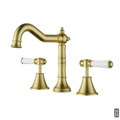 Cambridge 3 Piece Basin Mixer Set with Ceramic Handle Brushed Gold