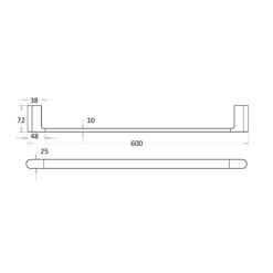 Alternative view of Espresso 600mm Single Towel Rail Chrome