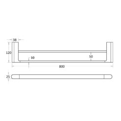 Alternative view of Espresso 800mm Double Towel Rail Gun Metal