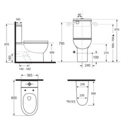 Alternative view of Ovia Care Disabled Rimless Back to Wall Toilet Suite Grey Seat and Button Gloss White