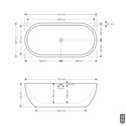 Alternative view of 1700mm Indy Freestanding Bath Grey